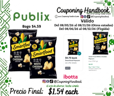 Smart Food White Cheddar Popcorn por $1.54
