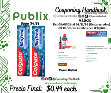 Colgate Max Fresh Whitening Toothpaste with Mini Breath Strips por $0.49