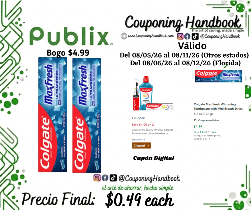 Colgate Max Fresh Whitening Toothpaste with Mini Breath Strips por $0.49