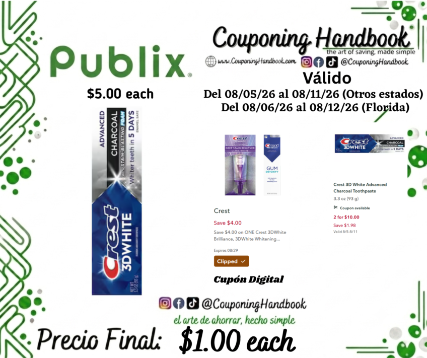Crest 3D White Advanced Charcoal Toothpaste por $1.00