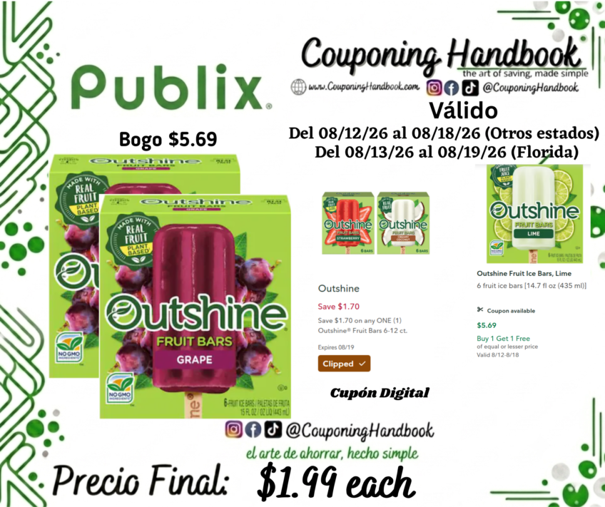 Outshine Outshine Grape Fruit Bars por $1.99