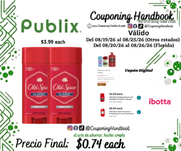 Old Spice Classic Original Scent Deodorant for Men, 3.25 oz por $0.74