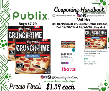 Red Baron Crunch Time Pepperoni Frozen Microwave Pizza 14.87 oz por $1.39