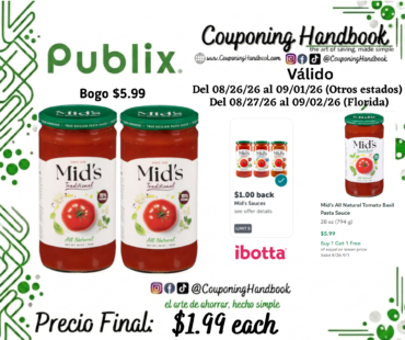 Mid’s All Natural Traditional Pasta Sauce 28 oz por $1.99