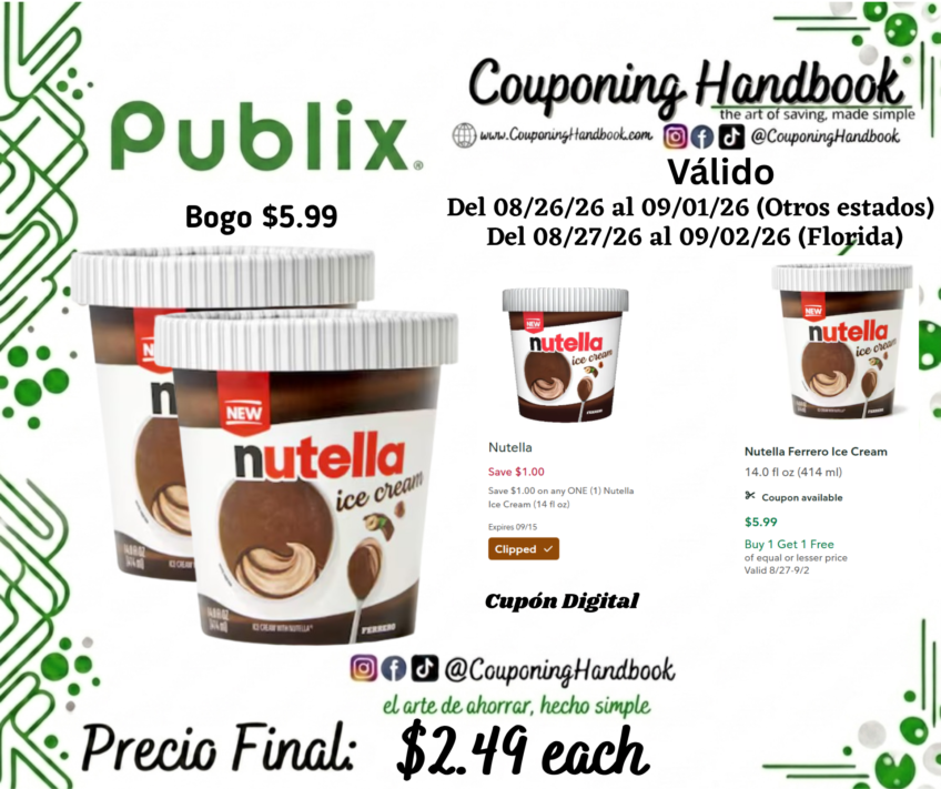 Nutella Ferrero Ice Cream por $2.49