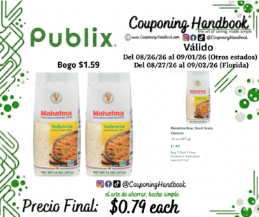 Mahatma Rice, Short Grain, Valencia 14 oz por $0.79
