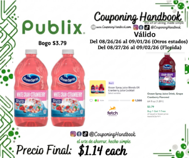 Ocean Spray Juice, White Cran x Strawberry por $1.14