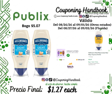 Hellmann’s Light Mayonnaise Squeeze Mayo 11.5 oz por $1.27