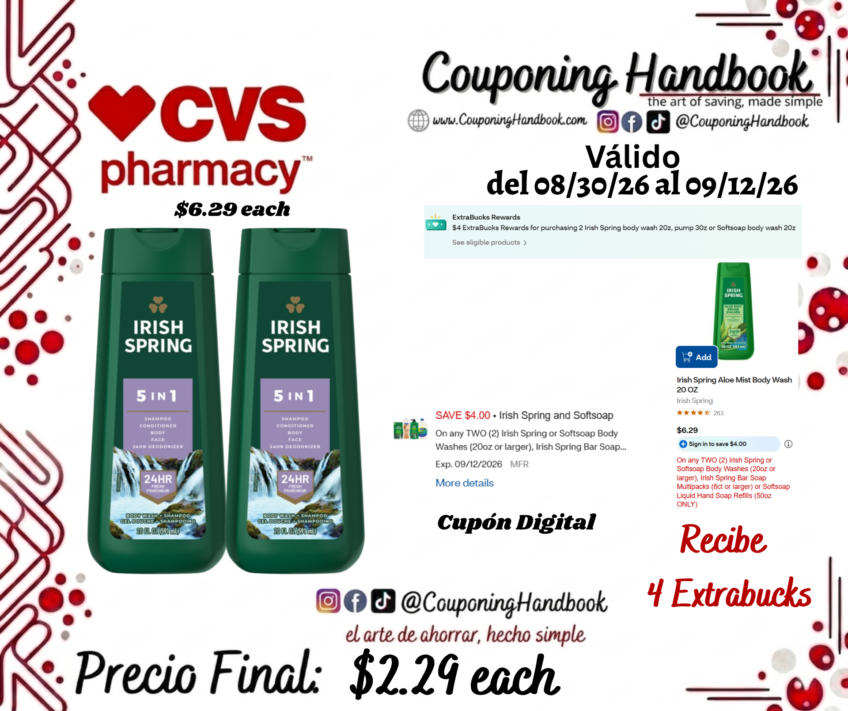 Irish Spring Body Wash, 20 Ounces por $2.29