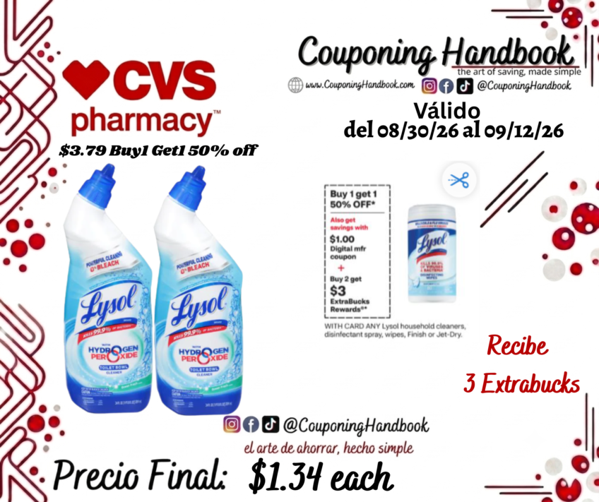 Lysol Complete Clean Toilet Bowl Cleaner with Bleach Free Value Pack, 24 OZ por $1.34