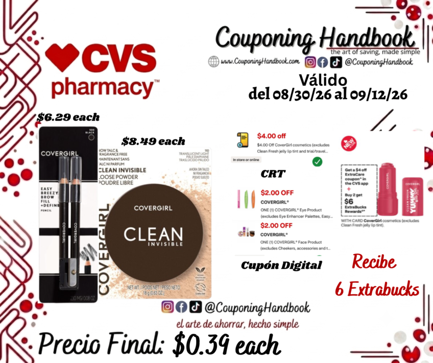 Productos Covergirl por $0.39
