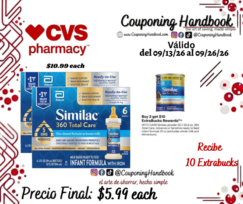 Similac 360 Total Care, Infant Formula, 6 PK, 2 FL OZ por $5.99