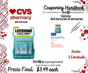 Listerine Pocketpaks Breath Strips, Cool Mint, 24 CT, 3 Pack por $3.49