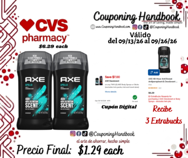 AXE 48-Hour Anti Antiperspirant & Deodorant Stick 2.7 OZ por $1.29
