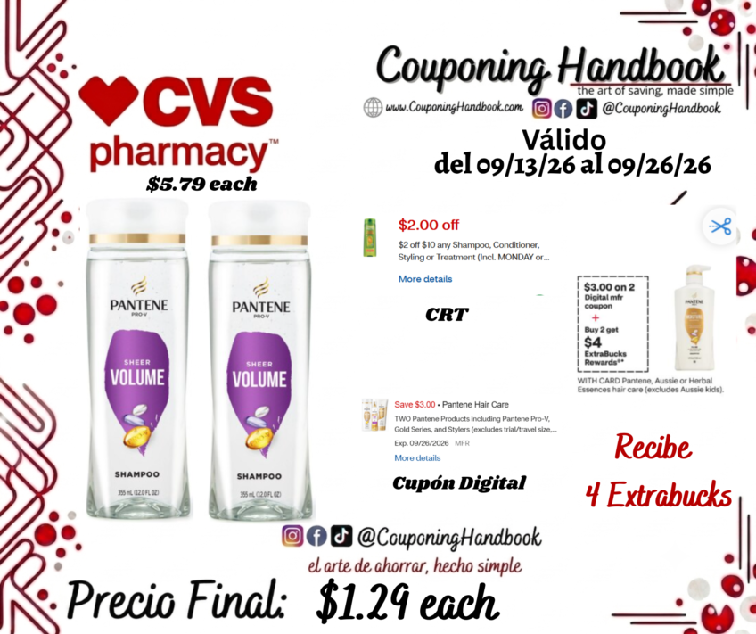 Pantene Pro-V Volume & Body Shampoo, 12 Ounces por $1.29