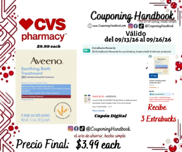 Aveeno Soothing Bath Treatment, 8CT por $3.99