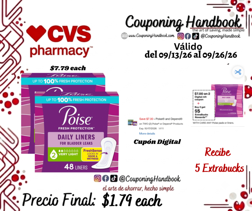Poise Daily Incontinence Panty Liners Very Light Absorbency por $1.79