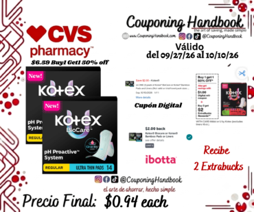 Kotex BioCare Ultra Thin Pads With Wings, Regular Absorbency, 14 CT por $0.94