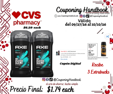 AXE 48-Hour Anti Antiperspirant & Deodorant Stick 2.7 OZ por $1.79