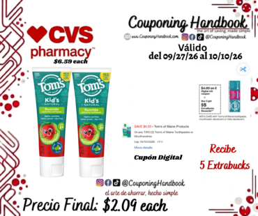 Tom’s of Maine Children’s Fluoride Toothpaste, Silly Strawberry por $2.09