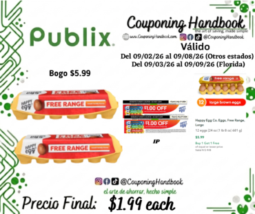 Happy Egg Co. Eggs, Free Range, Large por $1.99