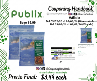 Springer Mountain Farms Chicken Wings, Gluten Free, Ready to Cook por $3.49