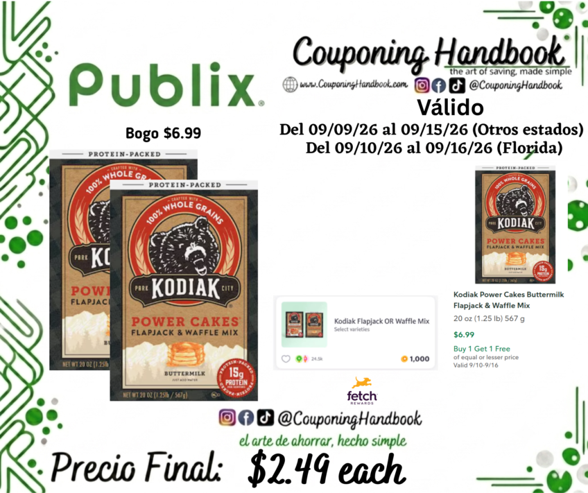Kodiak Power Cakes Buttermilk Flapjack & Waffle Mix por $2.49