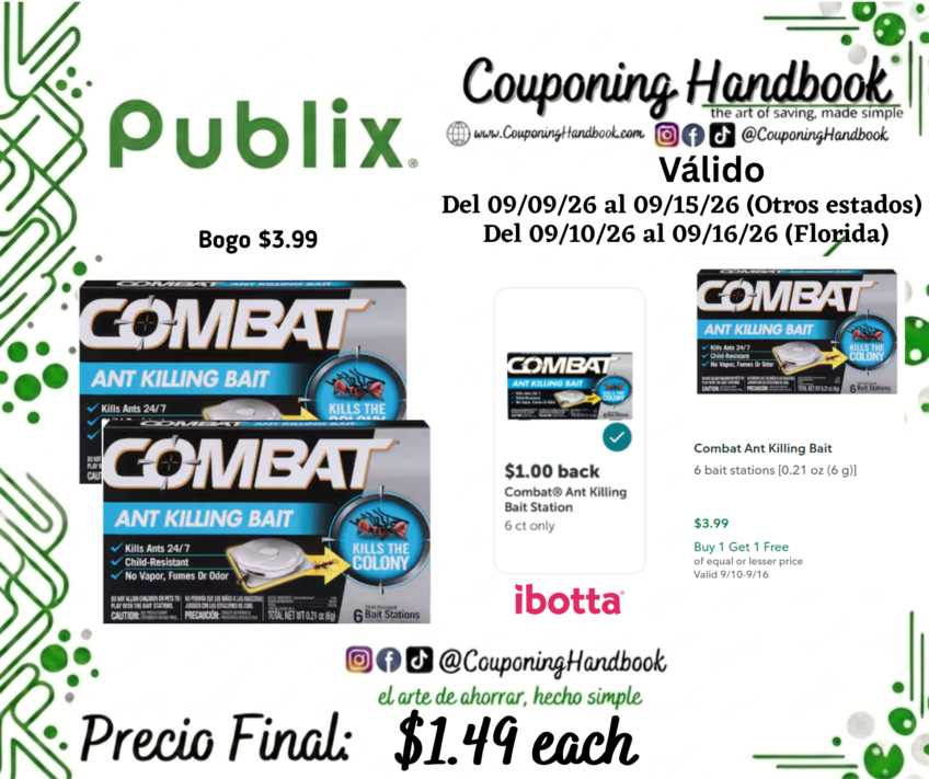 Combat Ant Killing Bait por $1.49