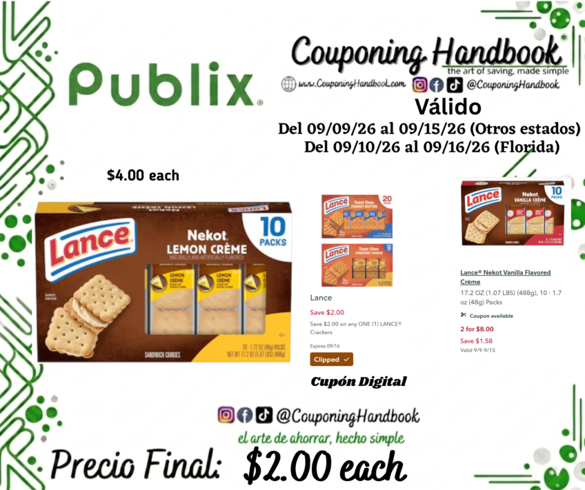 Lance® Nekot Lemon Sandwich Crackers por $2.00