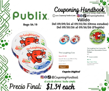 The Laughing Cow Creamy Original Spreadable Cheese Wedges por $1.34