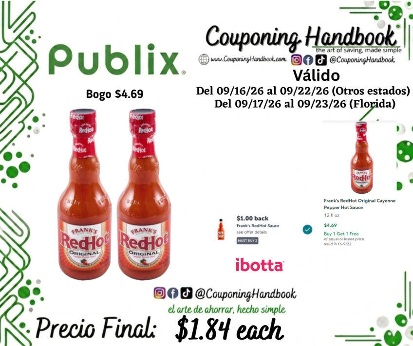 Frank’s RedHot Original Cayenne Pepper Hot Sauce por $1.84