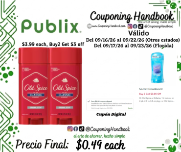 Old Spice Classic Original Scent Deodorant for Men, 3.25 oz por $0.49