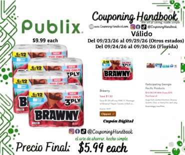 Brawny Pick-A-Size White 3-Ply Double Rolls Paper Towels por $5.99