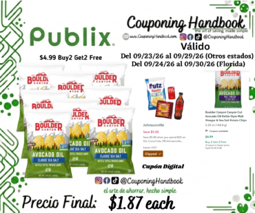 Boulder Canyon Potato Chips Classic Sea Salt, Avocado Oil, Kettle Style por $1.87