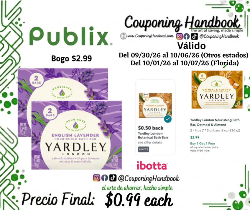 Yardley London Bath Bar, Nourishing, English Lavender por $0.99
