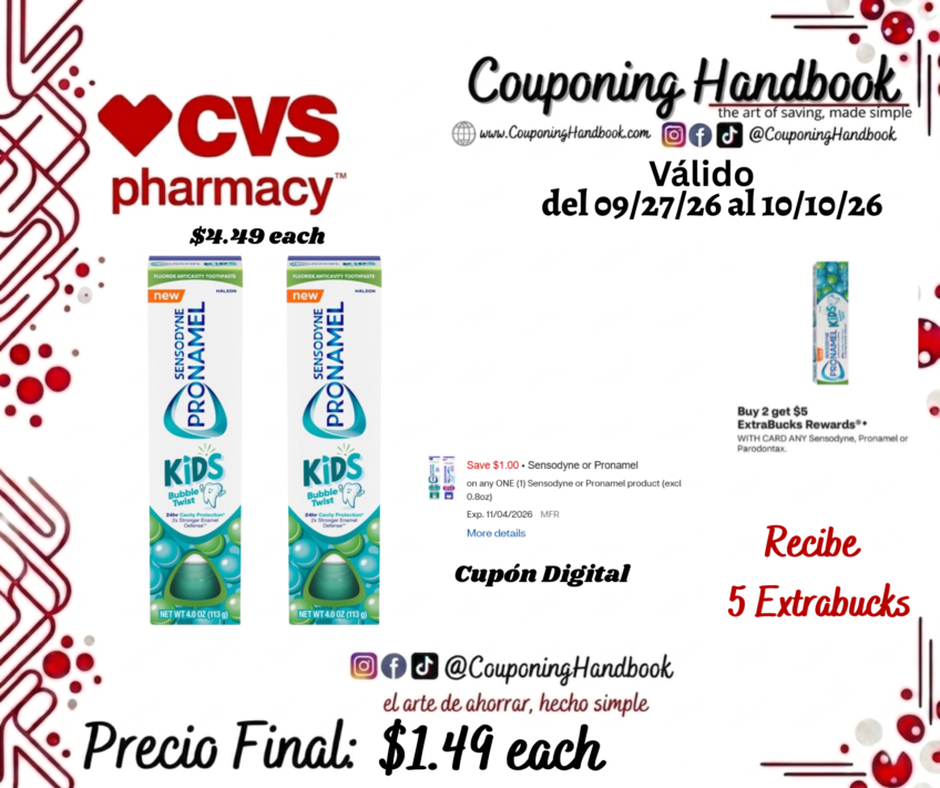 Sensodyne Pronamel Kid’s Fluoride Toothpaste, Bubble Mint, 4 OZ por $1.49