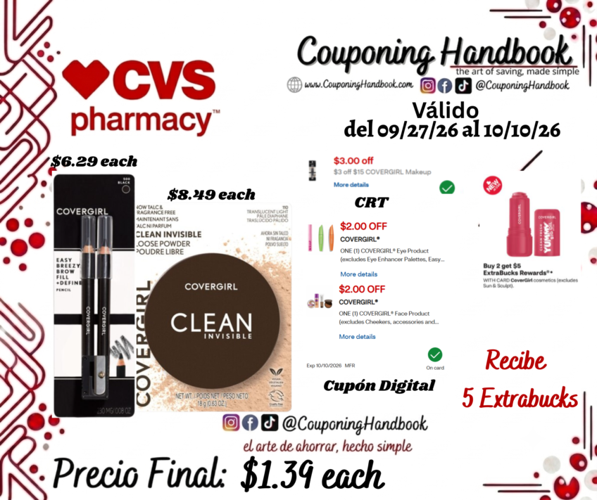 Productos Covergirl por $1.39