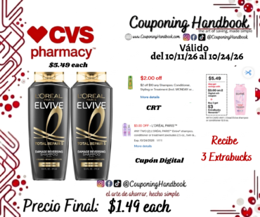 L’Oreal Paris Elvive Shampoo/conditioner 12.6 OZ por $1.49