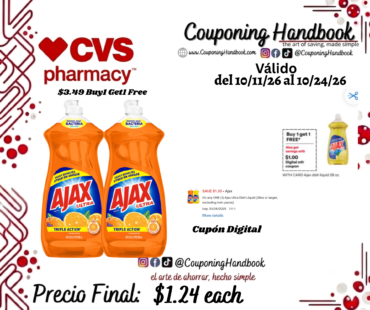 Ajax Ultra Triple Action Liquid Dish Soap 28 fl oz por $1.24