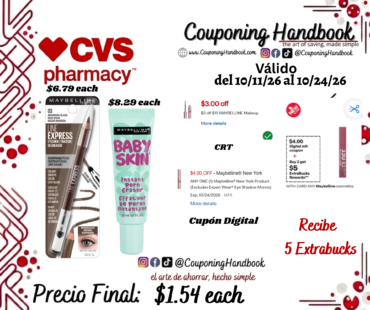Productos Maybelline por $1.54