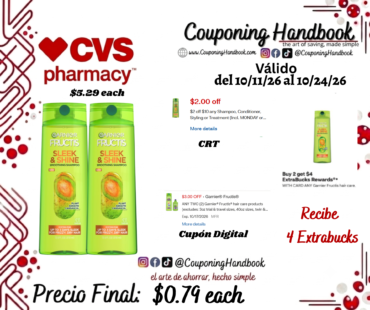 Garnier Fructis shampoo/conditioner por $0.79