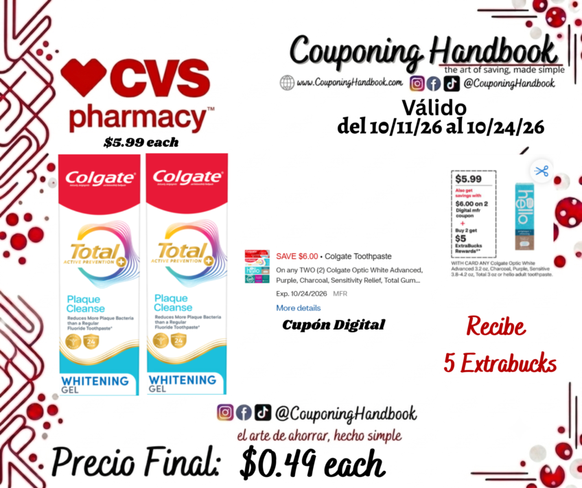 Colgate Total Plaque Pro Release Toothpaste, 3.0 OZ por $0.49