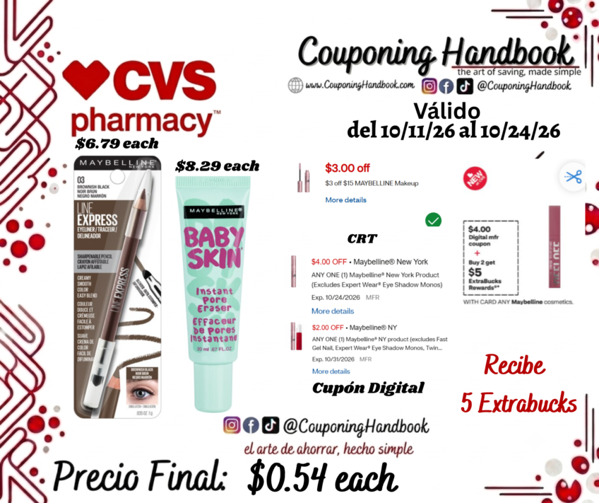 Productos Maybelline por $0.54
