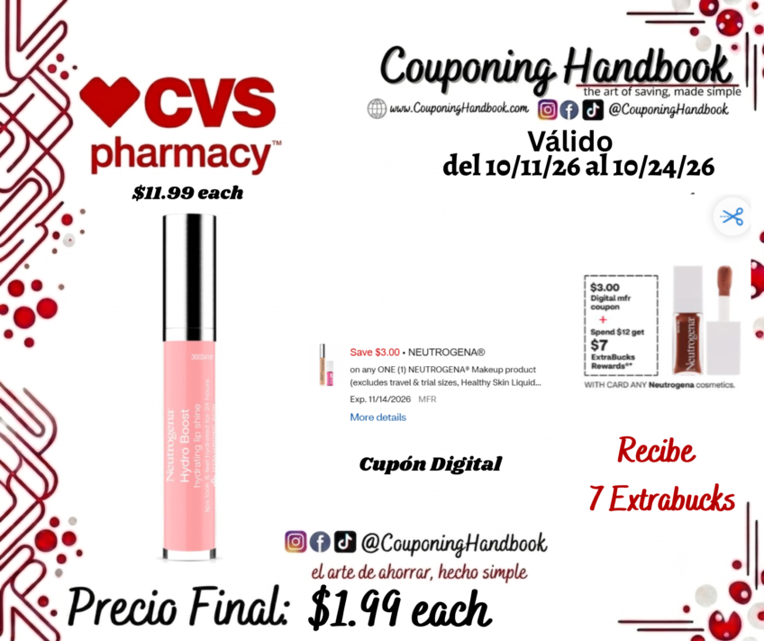 Neutrogena Hydro Boost Hydrating Lip Shine por $1.99