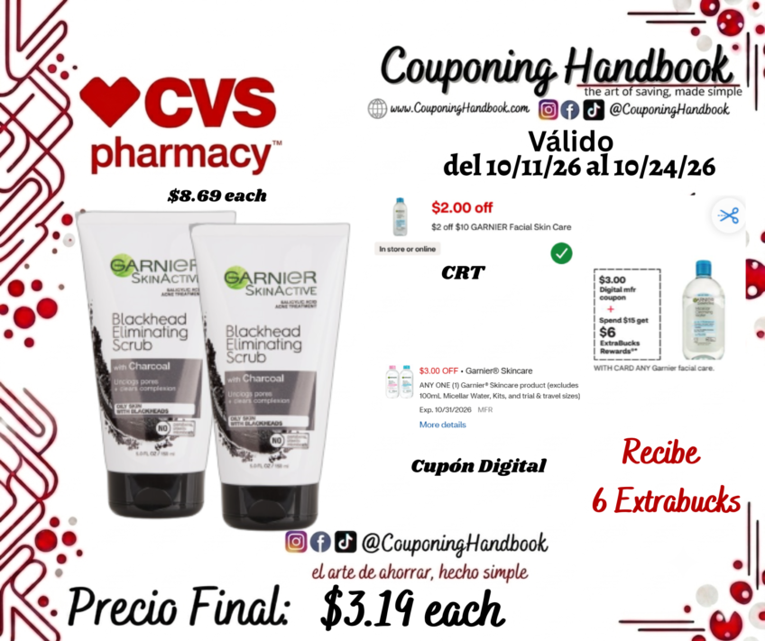 Garnier SkinActive Charcoal Blackhead Acne Treatment Scrub, 5 OZ por $3.19