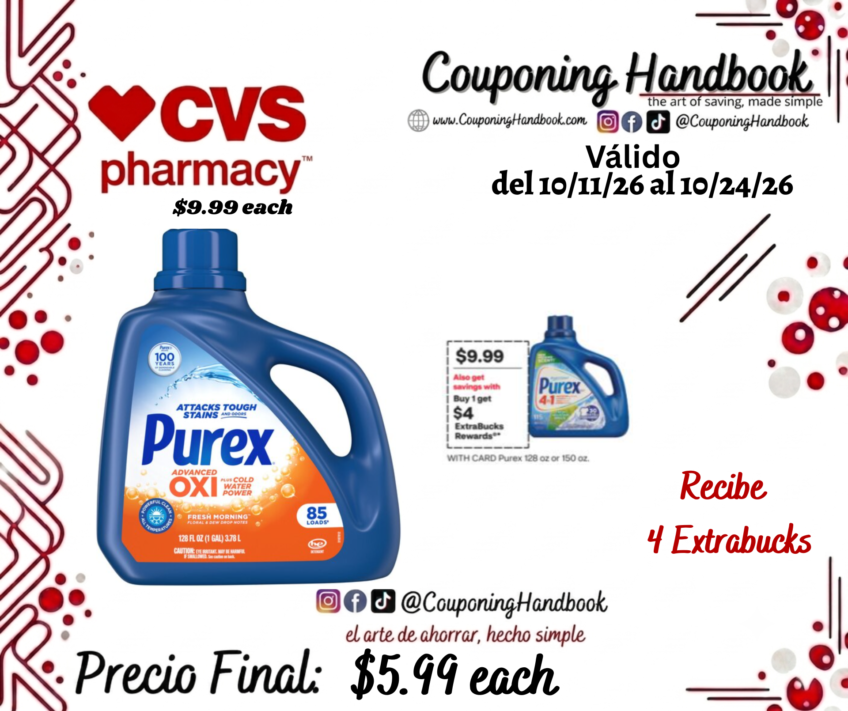 Purex Advanced Oxi Power Liquid Laundry Detergent, 128 fl oz por $5.99