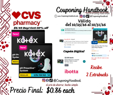 Kotex BioCare Ultra Thin Pads With Wings, Regular Absorbency, 14 CT por $0.86