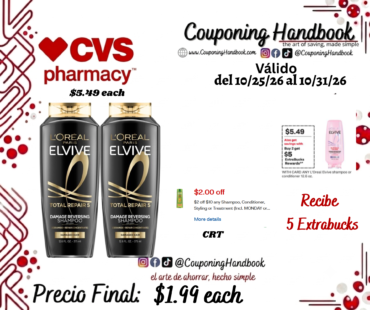 L’Oreal Paris Elvive Shampoo/conditioner 12.6 OZ por $1.99