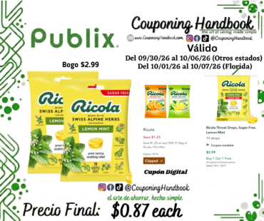 Ricola Throat Drops, Sugar Free, Lemon Mint por $0.87