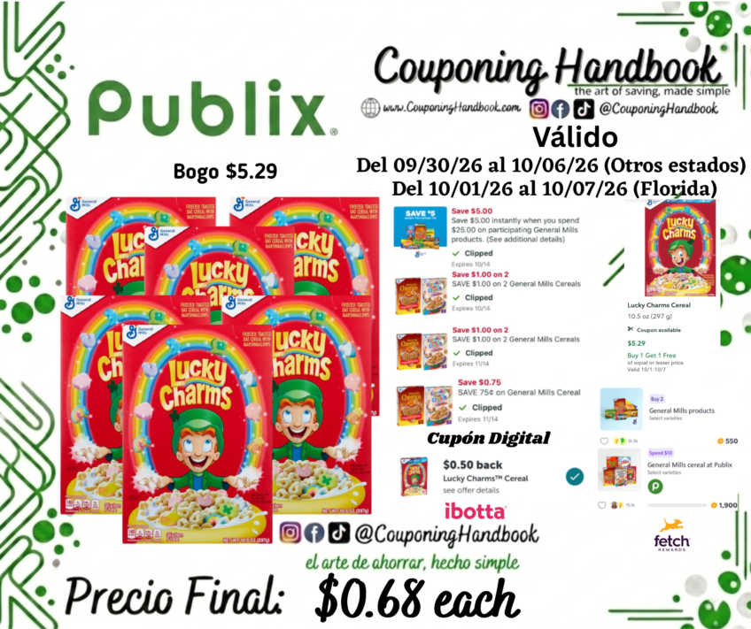 Lucky Charms Cereal por $0.68
